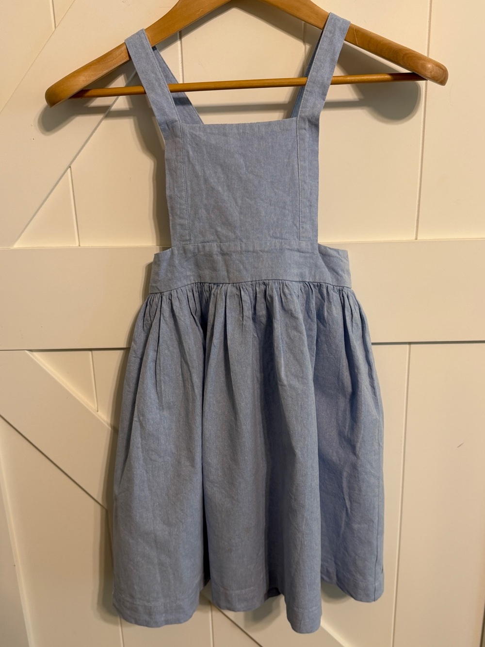 Wren & James Girls Size 7 Blue Chambray Pinafore Jumper Dress 100% Cotton